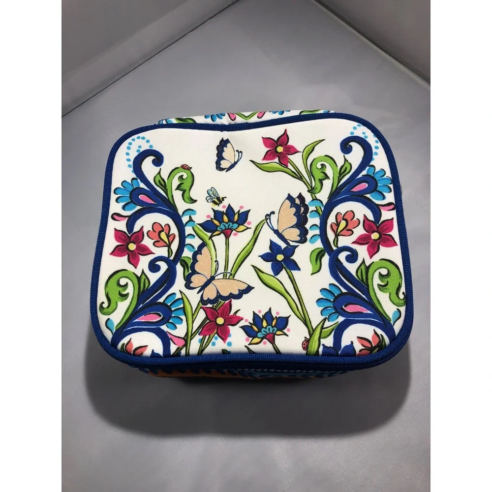Brighton Butterfly Floral Canvas Travel Jewelry Organizer Case Blue Multi Color